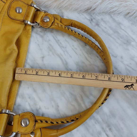 B. Markowsky Women's Mustard Yellow Leather Satchel - Picture 10 of 14